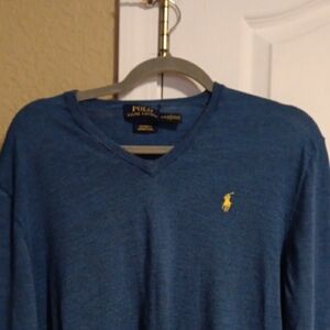 Polo by Ralph Lauren Men's V-Neck Sweater in Deep Blue